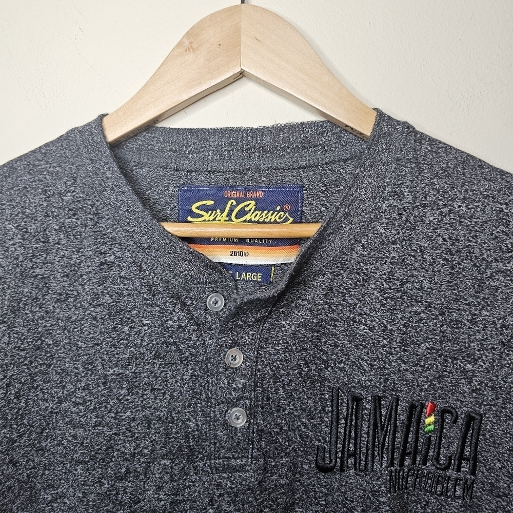 Surf Classics Jamaica No Problem Graphic 1/4 Button Tee Size Large - Picture 4 of 6